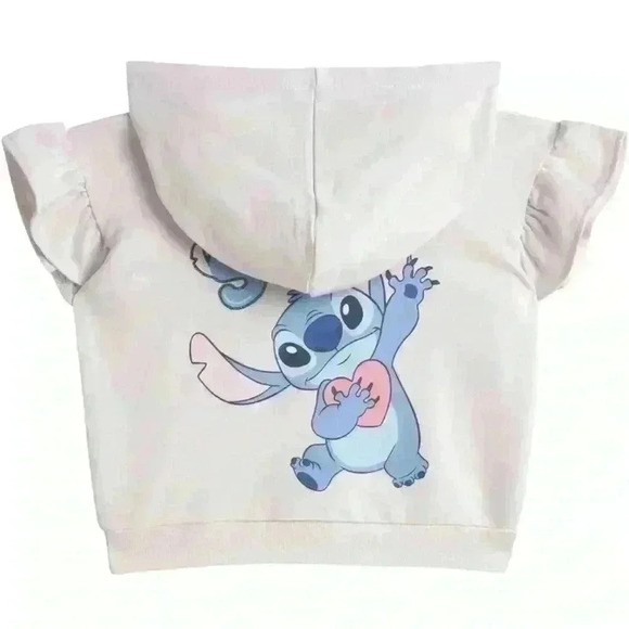 NWT Disney Girls Set Fleece Hooded Ruffle Short Sleeve Shirt and Shorts Sz 3-6MO - Picture 2 of 12